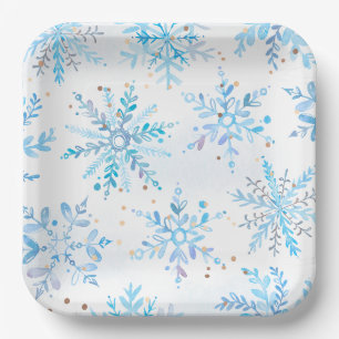 En Carton Assiettes de fête Blue Winter Onederland