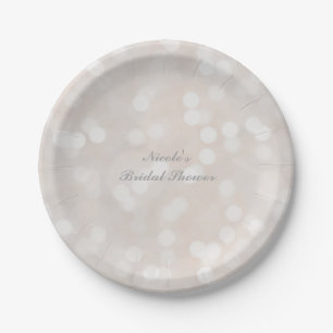 En Carton Assiettes de fête Chic Glamour Moderne Bokeh Blanc