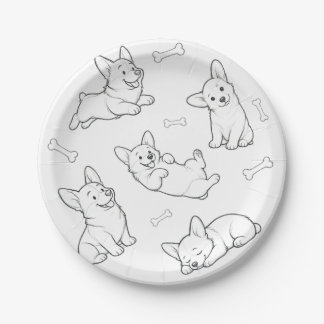 En Carton Assiettes de fête Corgi Assiettes d'anniversaire C