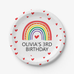 En Carton Assiettes de fête d'anniversaire Arc-en-ciel et Cœ
