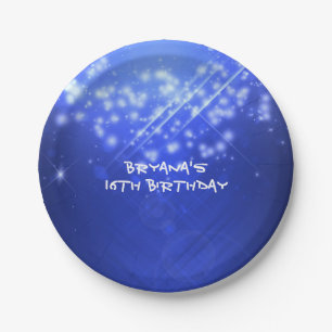 En Carton Assiettes de fête d'anniversaire Blue Sparkle Club