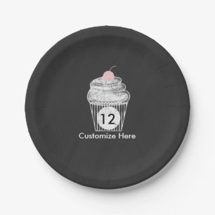 En Carton Assiettes de fête d'anniversaire Cupcake Craie Tab