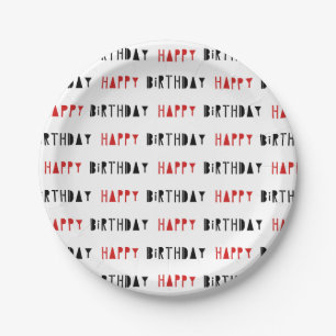 En Carton Assiettes de fête d'anniversaire Rouge & Noir
