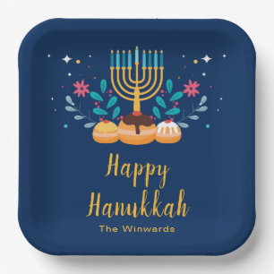 En Carton Assiettes de fête de Hanouka Menorah