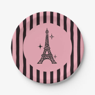 En Carton Assiettes de fête de la Tour Eiffel de Paris rose