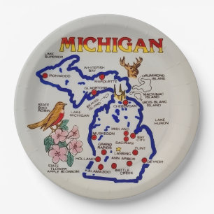 En Carton Assiettes de fête de l'État du Michigan