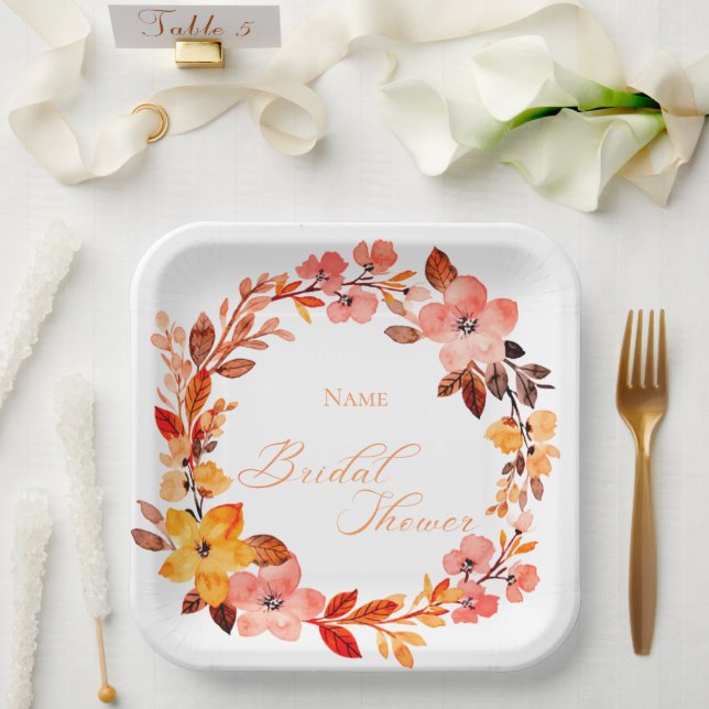 En Carton Assiettes de Fête de Mariage Florales Élégantes (Mariage)
