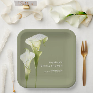 En Carton Assiettes de Fête de Mariée Delicates callas