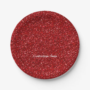 En Carton Assiettes de fête de Noël à paillettes rouges
