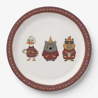 En Carton Assiettes de fête de Noël avec personnages de pull
