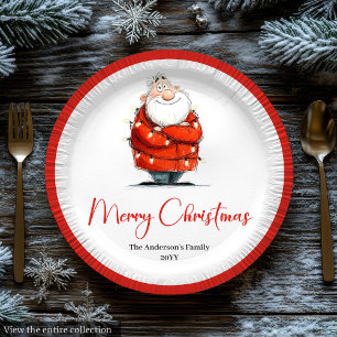 En Carton Assiettes de fête de Noël rouge blanc Père Noël dr