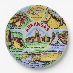 En Carton Assiettes de fête des monuments de l'Arkansas