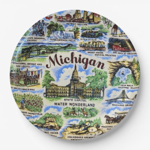 En Carton Assiettes de fête des monuments du Michigan