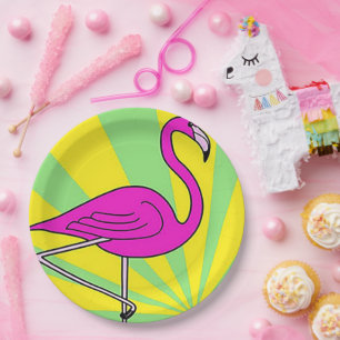 En Carton Assiettes de fête Flamant Rose