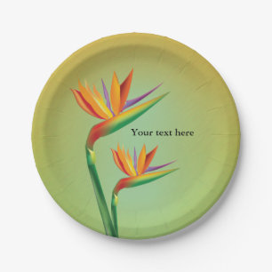 En Carton Assiettes de fête florales tropicales de l'oiseau