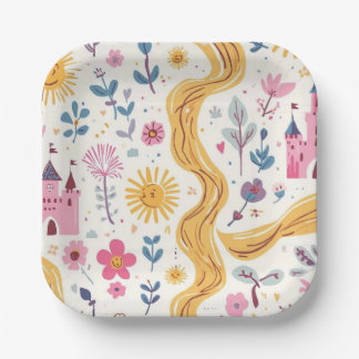 En Carton Assiettes de fête inspirées de Raiponce
