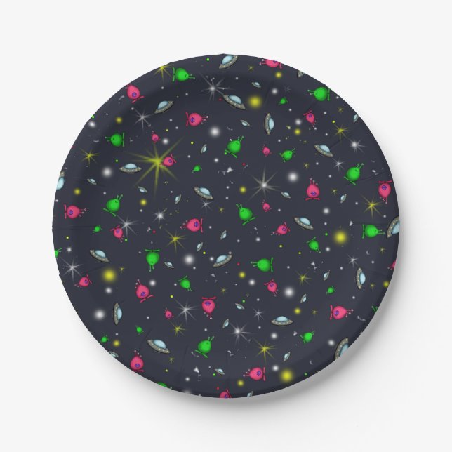 En Carton Assiettes de fête pour les Aliens de l'Espace (Devant)