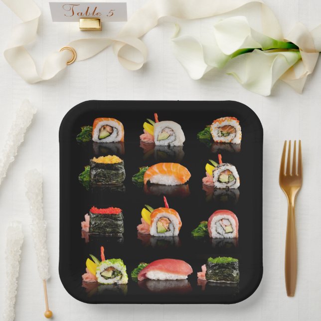 En Carton Assiettes de fête pour party sushi des Fêtes (Mariage)