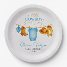 Assiettes de fête prénatale pour bébé cow-boy rust