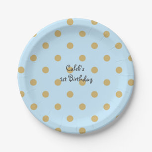 En Carton Assiettes de fête Prince Royal à pois Bleu & Or