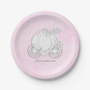 En Carton Assiettes de fête roses Carrosse de Conte de Fées