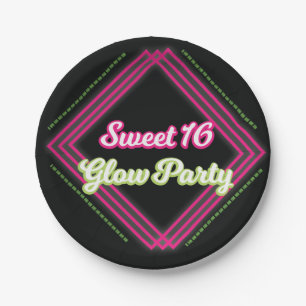 En Carton Assiettes de fête Sweet 16 Glow
