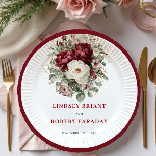 En Carton Assiettes de mariage dorées à motif floral Glam Ma