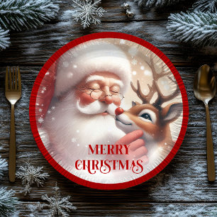 En Carton Assiettes de Noël pour enfants avec Santa et Rudol