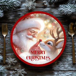 En Carton Assiettes de Noël pour enfants mignons Santa Rudol