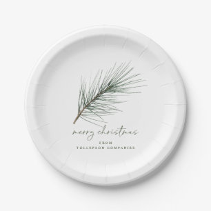En Carton Assiettes de Noël Simples Branche de feuillage per