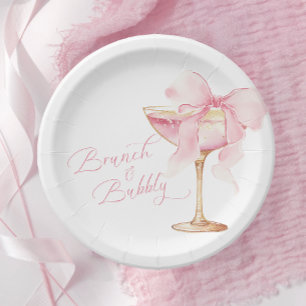 En Carton Assiettes de petit-déjeuner avec nœud rose et Cham