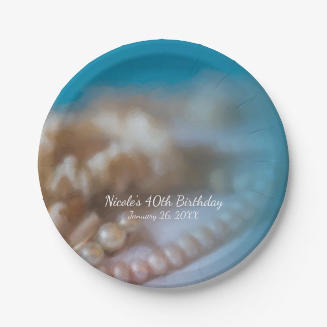 En Carton Assiettes de plage élégantes peintes Coquillages e (Devant)