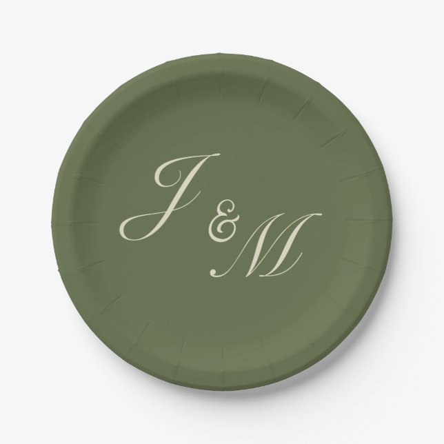 En Carton Assiettes de réception de mariage Olive & Beige (Devant)