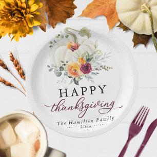En Carton Assiettes de Thanksgiving Fleur Burgundy Citrouill