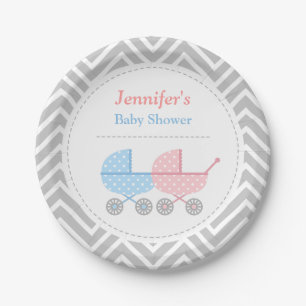 En Carton Assiettes Fête Bébé Jumeaux Landeuses Roses Bleues