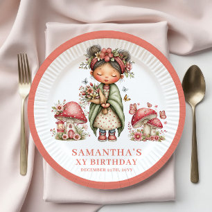 En Carton Assiettes Fleur Rose Anniversaire 4 Ans Fée Capric