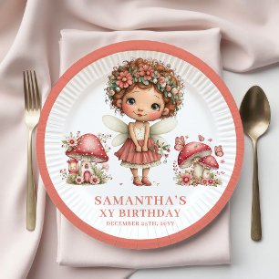 En Carton Assiettes Fleurs Roses 3ème Anniversaire Fée Capri