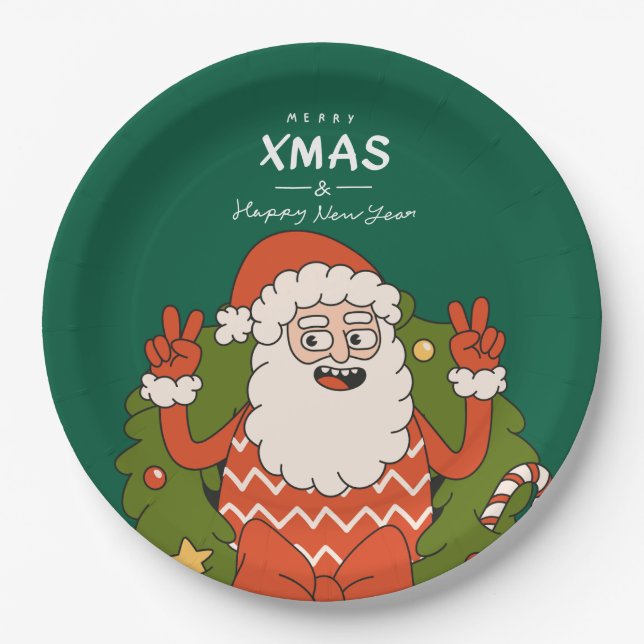 En Carton Assiettes mignonnes Noël Groovy (Devant)