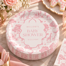 Assiettes pour Baby Shower Fille Rose Toile De Jou