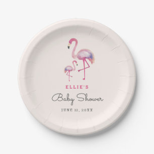 En Carton Assiettes pour baby shower Flamant Rose