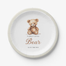 Assiettes pour Baby Shower Ours Aquarelle