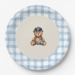 En Carton Assiettes pour Baby Shower Ourson Policier à Carre
