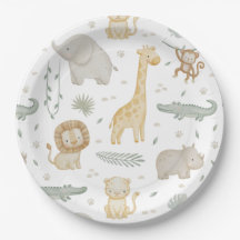 Assiettes pour Baby Shower sur les Animaux de la J