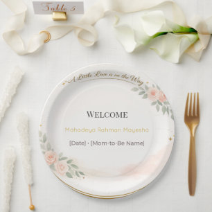 En Carton Assiettes pour Baby Shower Thème Hiver Flocon de