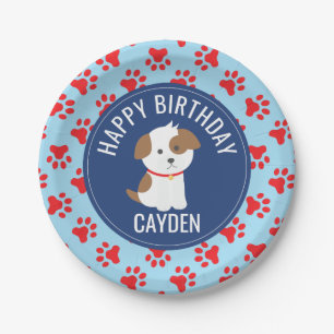 En Carton Assiettes pour fête d'anniversaire de chiot avec e