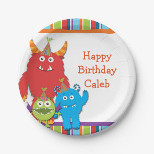 En Carton Assiettes pour fête d'anniversaire de petits monst