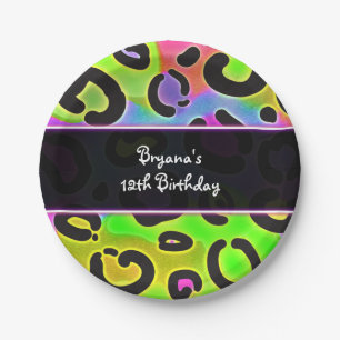 En Carton Assiettes pour fête d'anniversaire Guépard arc-en-