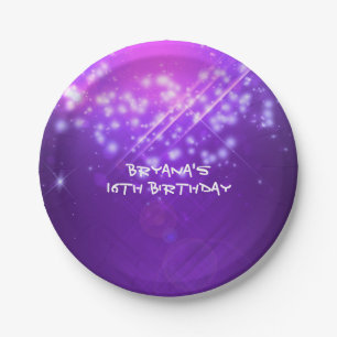 En Carton Assiettes pour fête d'anniversaire Purple Sparkle