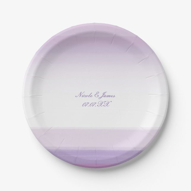 En Carton Assiettes pour fête de mariage à l'aquarelle lavan (Devant)