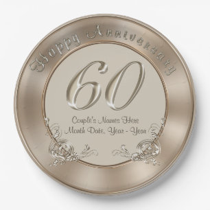 En Carton Assiettes pour les 60 ans de mariage avec NOMS, DA